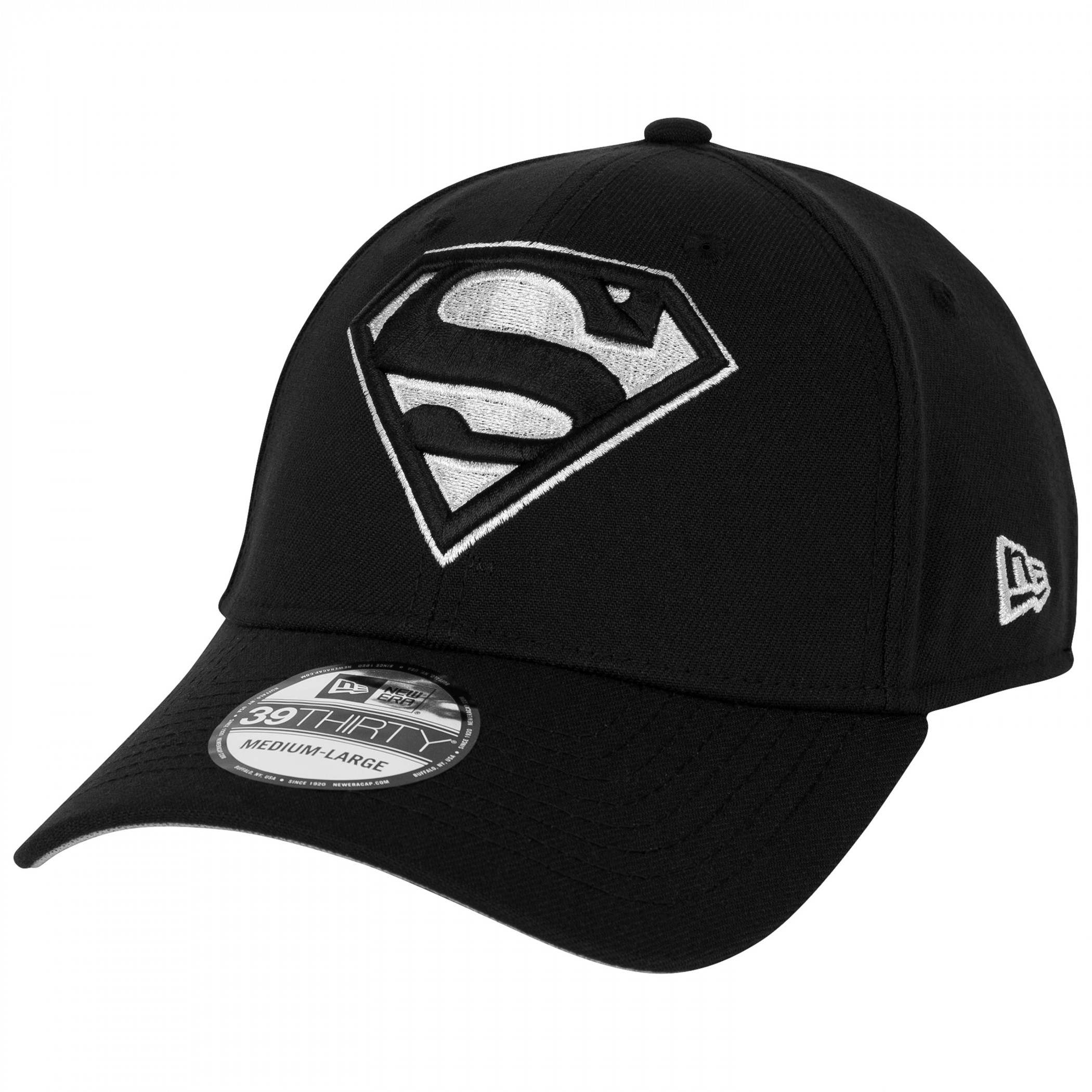 Superman Silver Logo New Era 39Thirty Fitted Hat